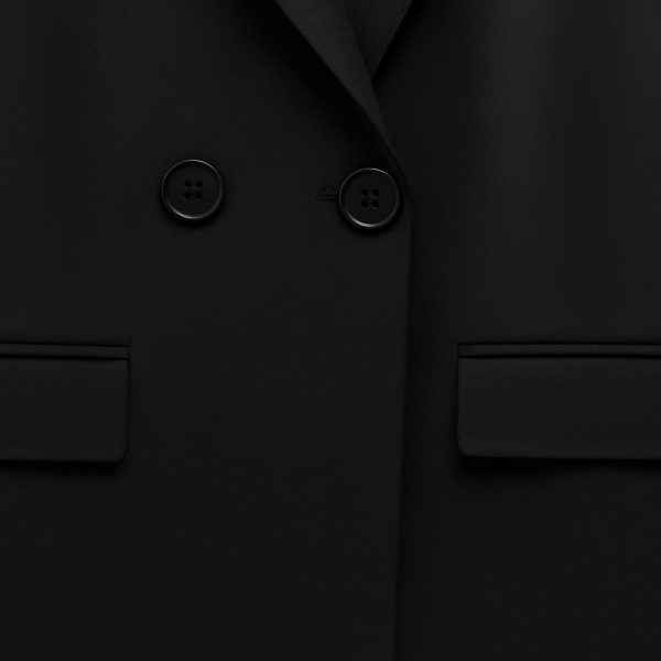 Classic Double-Breasted Oversized Blazer in Black - Image 3