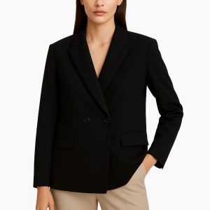 Classic Double-Breasted Oversized Blazer in Black