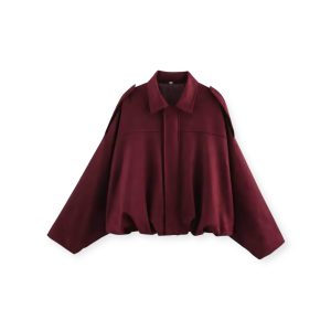 Oversized Suede Jacket in Deep Wine Red