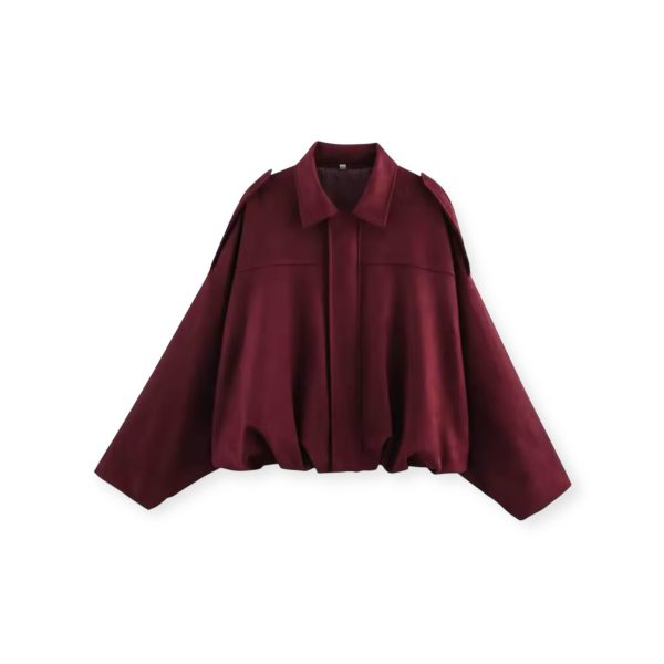 Oversized Suede Jacket in Deep Wine Red