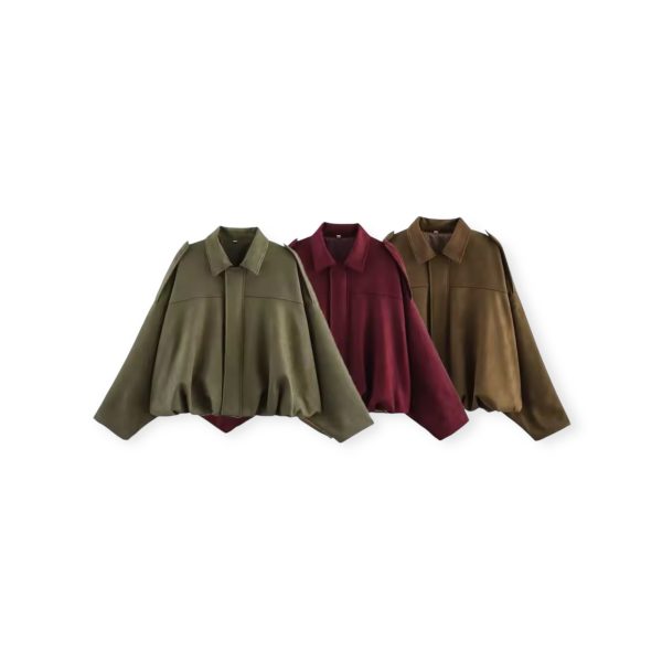 Oversized Suede Jacket in Rich Brown - Image 4