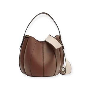 Chic Pleated Bucket Bag in Rich Brown