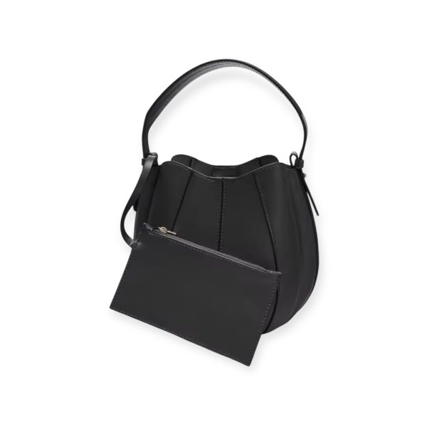 Chic Pleated Bucket Bag in Wine Red - Image 3