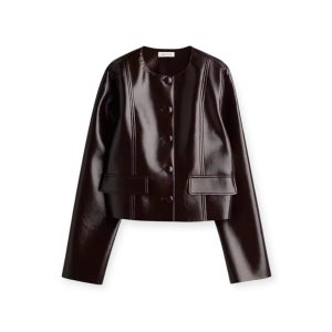 Wine Red Faux Leather Cropped Jacket – Co-ord Collection