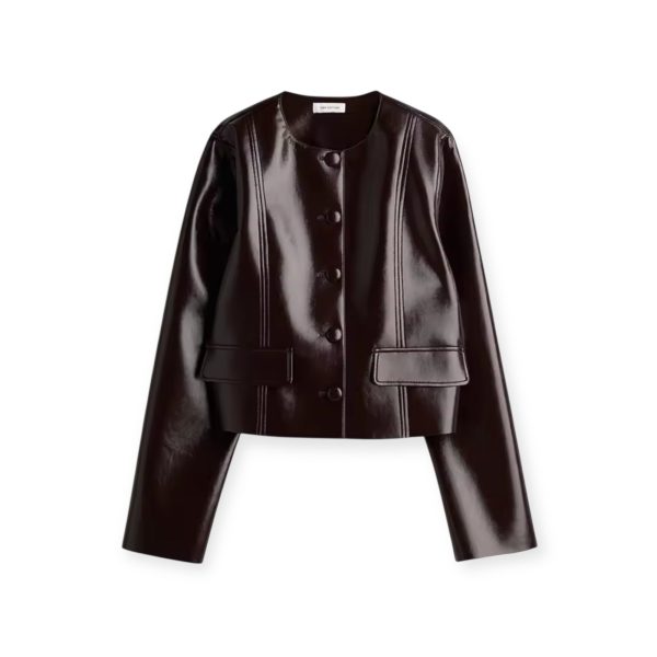 Wine Red Faux Leather Cropped Jacket – Co-ord Collection
