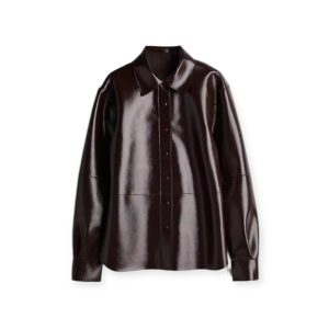 Wine Red Faux Leather Button-Up Shirt – Co-ord Collection