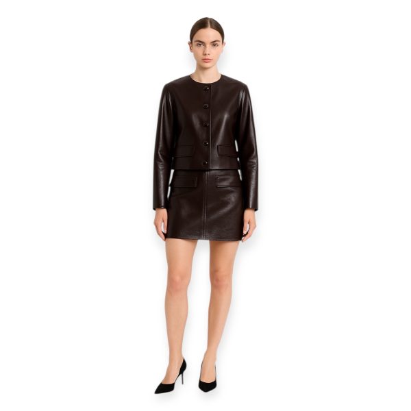 Wine Red Faux Leather Mini Skirt – Co-ord Collection - Image 2
