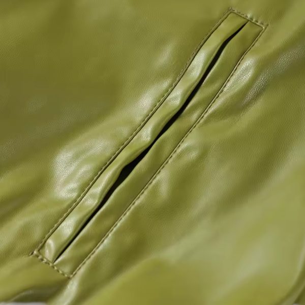 Olive Faux Leather Midi Skirt - Image 3