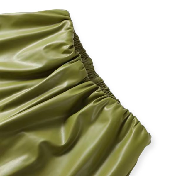 Olive Faux Leather Wide-Leg Trousers - Image 2